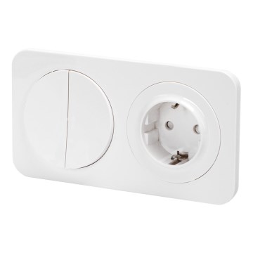 Aigostar - Podwójny włącznik nr 5 i gniazdo SCHUKO 230V z białą ramką