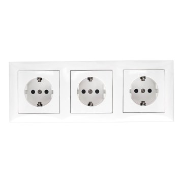 Aigostar - Potrójne gniazdo domowe z ramką SCHUKO 230 V białe