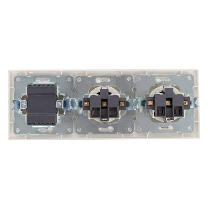 Aigostar - Potrójny wyłącznik nr 3 i 2 gniazda SCHUKO 230V z ramką, biały