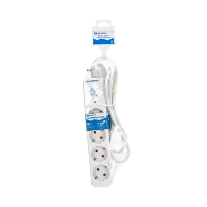 Aigostar - Przedłużacz z wyłącznikiem 4 gniazda Typ F 1,5m SCHUKO biały