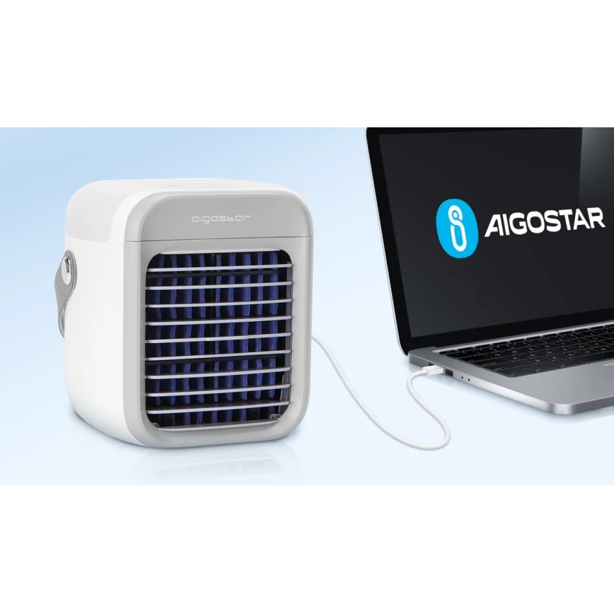 Aigostar - Przenośny ochładzacz powietrza 8W/5V biały