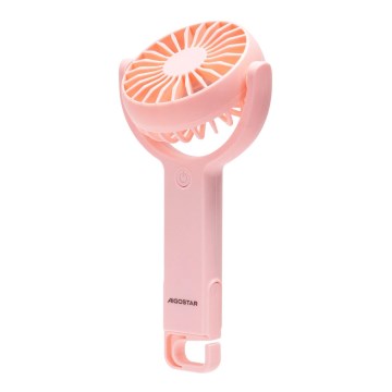 Aigostar - Przenośny wentylator ładowany 4,5W/3,7V 1200mAh USB różowy