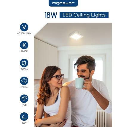 Aigostar - Przysufitowa lampa LED/18W/230V 4000K 22,6x22,6 cm biała