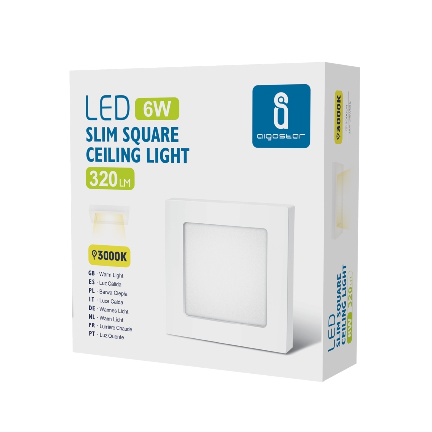 Aigostar - Przysufitowa lampa LED/6W/230V 3000K 12,2x12,2 cm biała