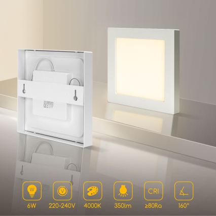 Aigostar - Przysufitowa lampa LED/6W/230V 4000K 12,2x12,2 cm biała