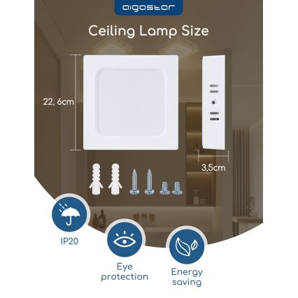 Aigostar - Przysufitowa oprawa LED/18W/230V 3000K 22,6x22,6 cm biała