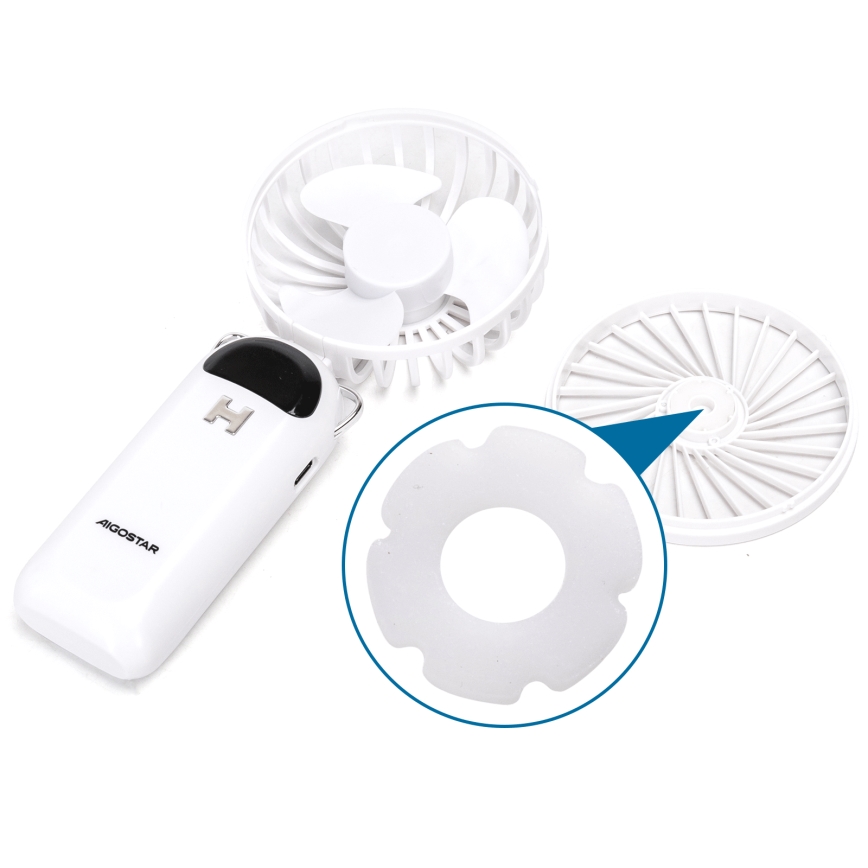Aigostar - Przenośny wentylator ręczny 4W/5V 1200mAh biały