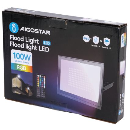 Aigostar - Reflektor LED RGB 100W/230V IP65 + z pilotem