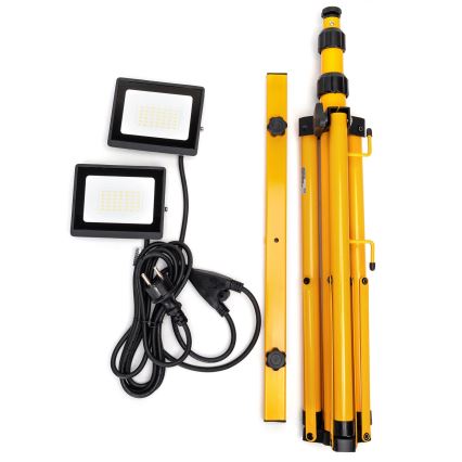Aigostar - Reflektor LED ze statywem 2xLED/30W/230V 6500K IP65 pomarańczowy/czarny