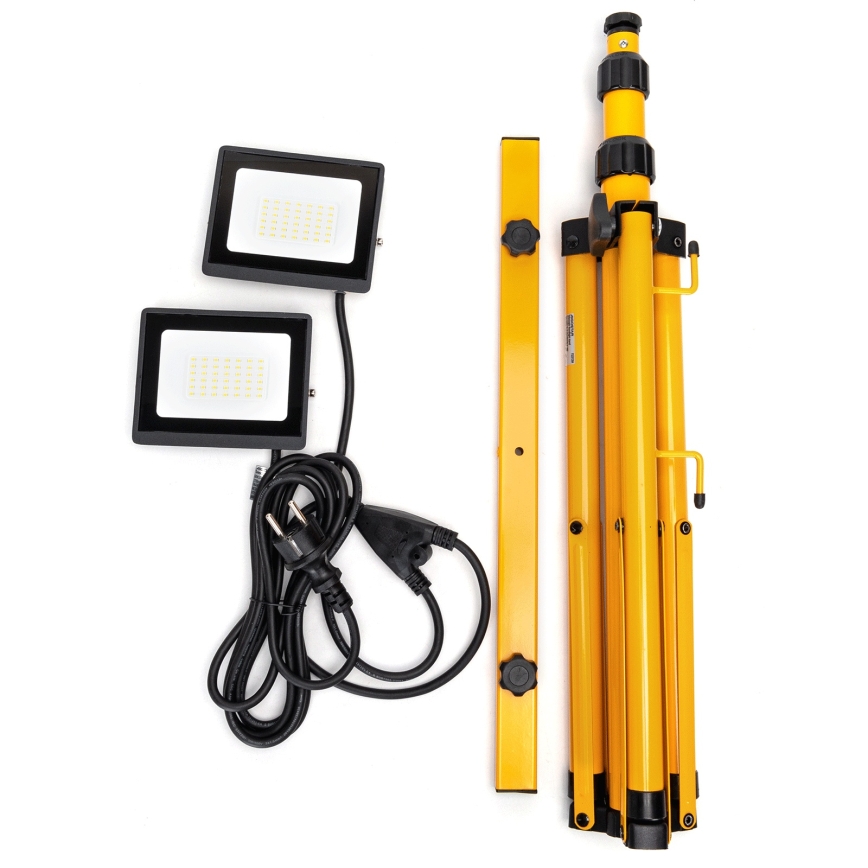 Aigostar - Reflektor LED ze statywem 2xLED/30W/230V 6500K IP65 pomarańczowy/czarny