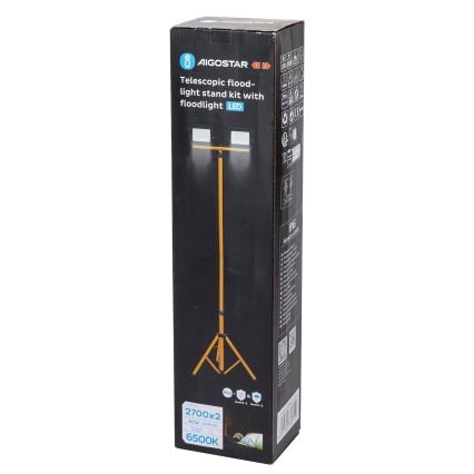 Aigostar - Reflektor LED ze statywem 2xLED/30W/230V 6500K IP65 pomarańczowy/czarny