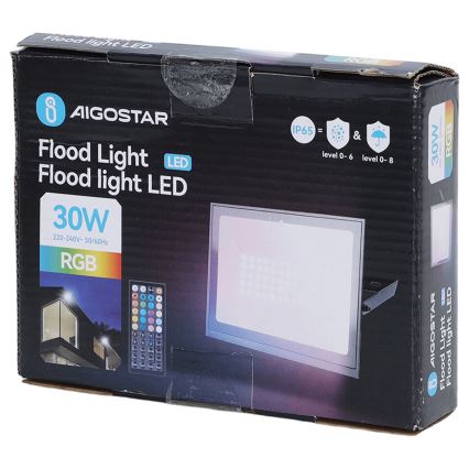 Aigostar - Reflektor LED RGB 30W 230V IP65 z pilotem