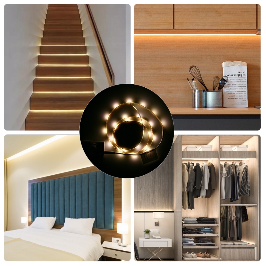 Aigostar - Regulowany pasek LED z czujnikiem 1m LED/2W/4xAAA 3000K IP65