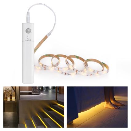 Aigostar - Regulowany pasek LED z czujnikiem 1m LED/2W/4xAAA 3000K IP65