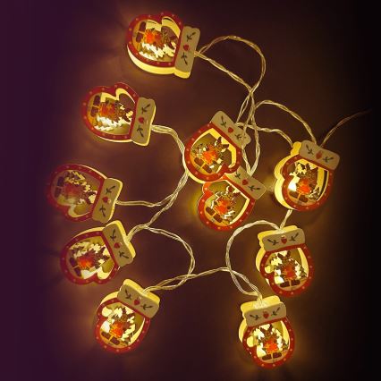 Aigostar - rękawiczki z łańcuchem świetlnym LED 10xLED/3xAA 1,5m ciepła biała