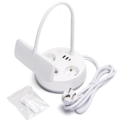 Aigostar - LED ściemnialna lampka biurkowa z gniazdkami i USB LED/4,6W/230V 3000/4000/6500K biała