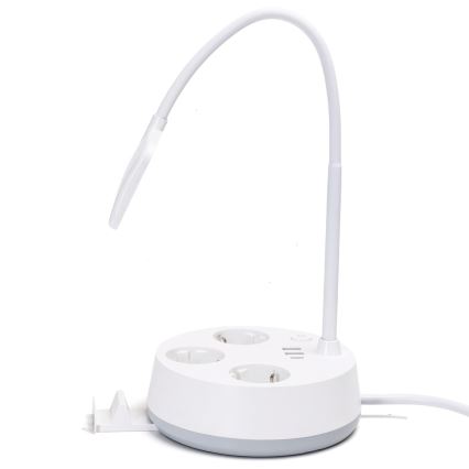 Aigostar - LED ściemnialna lampka biurkowa z gniazdkami i USB LED/4,6W/230V 3000/4000/6500K biała
