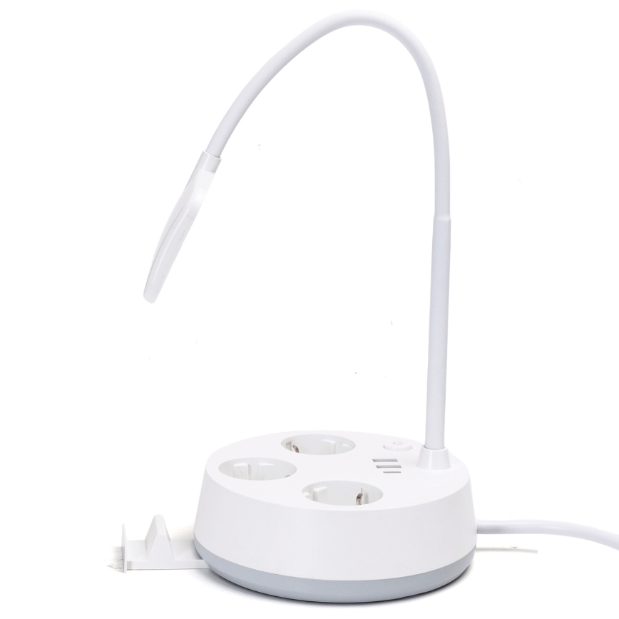 Aigostar - LED ściemnialna lampka biurkowa z gniazdkami i USB LED/4,6W/230V 3000/4000/6500K biała
