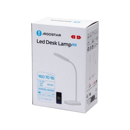 Aigostar - Ściemnialna lampa stołowa LED z ładowaniem bezprzewodowym LED/2,5W/5V biała