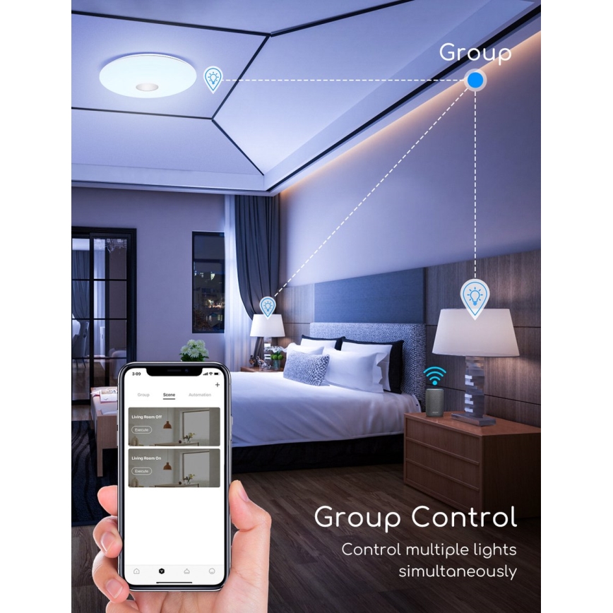 Aigostar - Ściemnialna lampa sufitowa RGBW 18W/230V śr. 34 cm Wi-Fi
