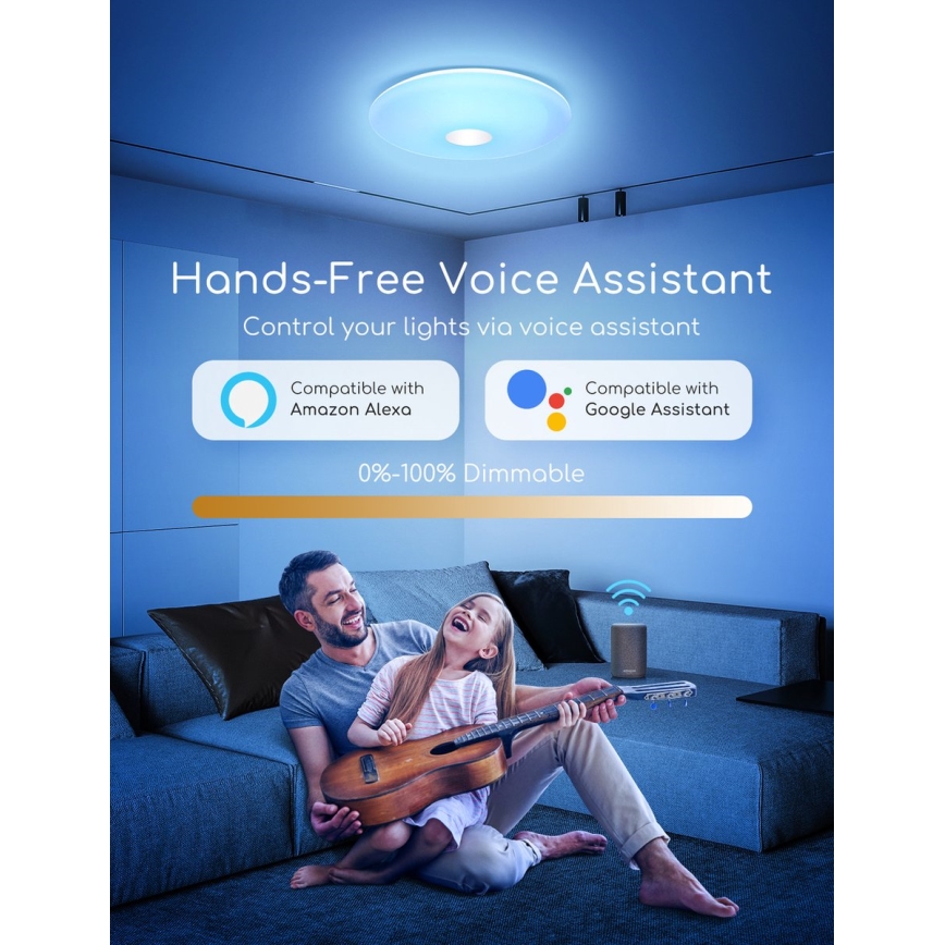 Aigostar - Ściemnialna lampa sufitowa RGBW 18W/230V śr. 34 cm Wi-Fi