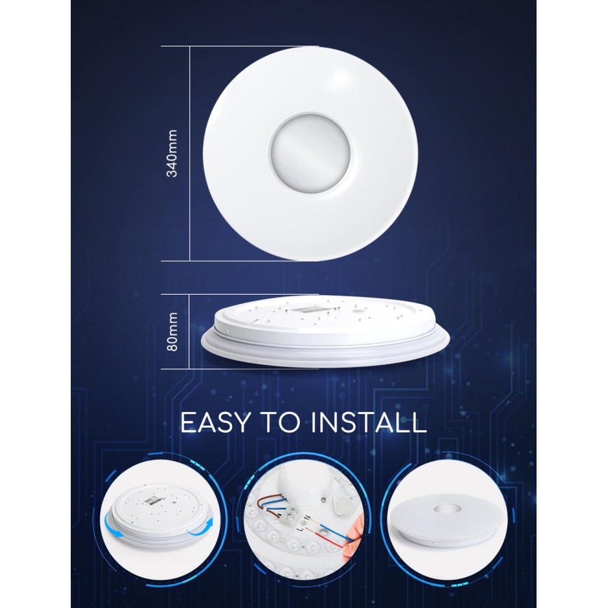 Aigostar - Ściemnialna lampa sufitowa RGBW 18W/230V śr. 34 cm Wi-Fi