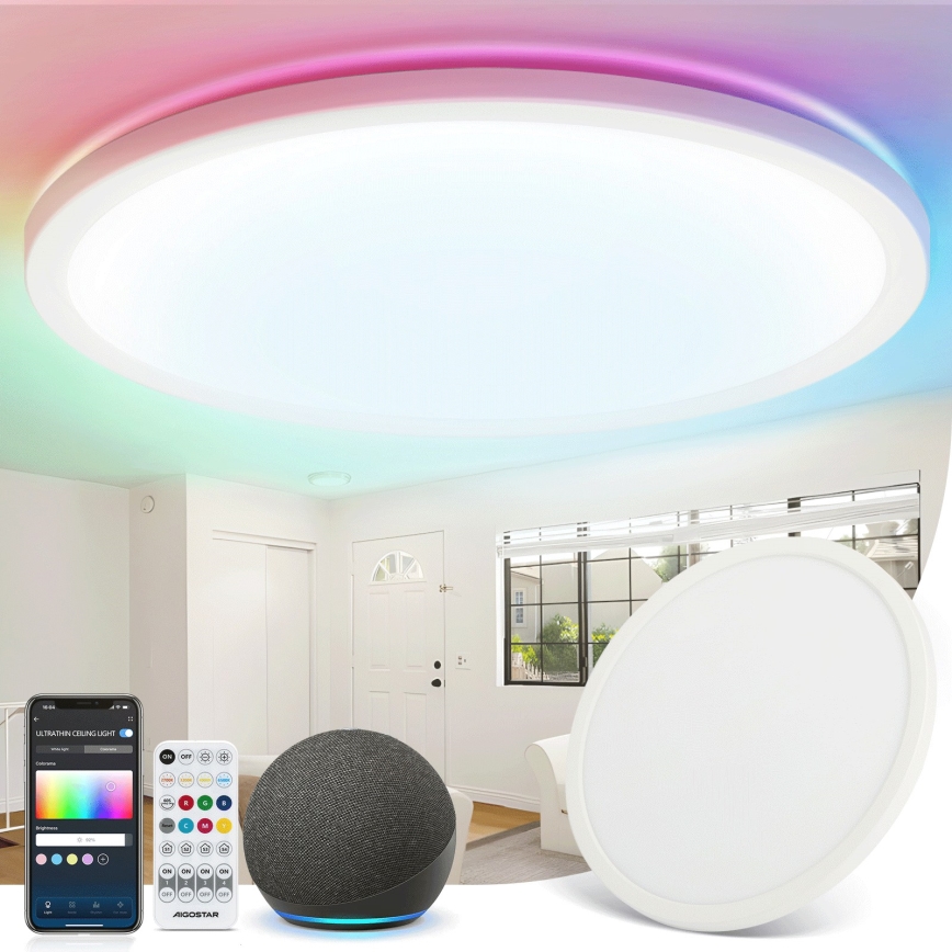 Aigostar - Ściemnialna lampa sufitowa RGBW MESH LED/24W/230V 3000-6500K biały + zdalne sterowanie