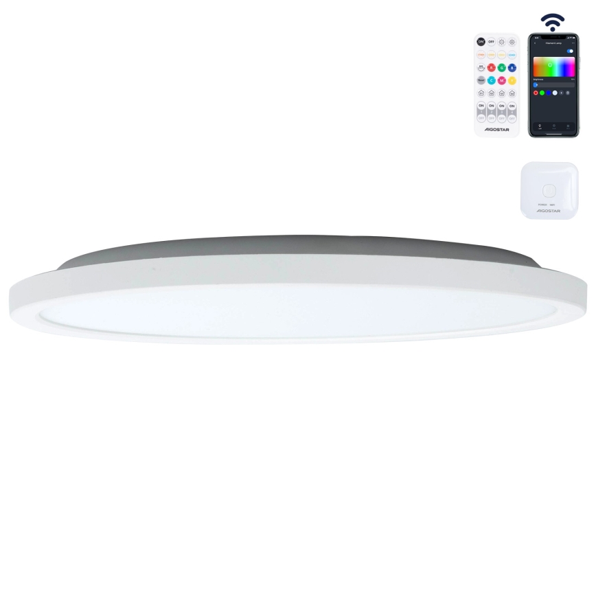Aigostar - Ściemnialna lampa sufitowa RGBW MESH LED/24W/230V 3000-6500K biały + zdalne sterowanie