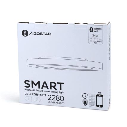 Aigostar - Ściemnialna lampa sufitowa RGBW MESH LED/24W/230V 3000-6500K biały + zdalne sterowanie