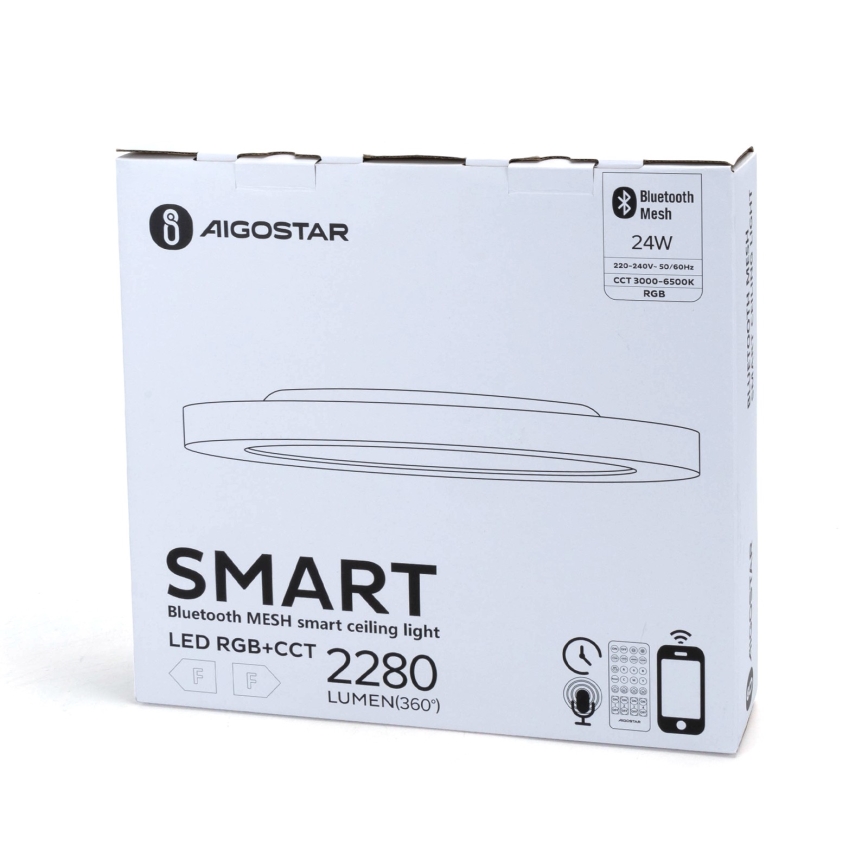 Aigostar - Ściemnialna lampa sufitowa RGBW MESH LED/24W/230V 3000-6500K biały + zdalne sterowanie