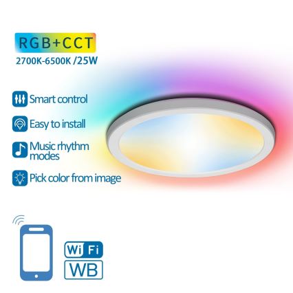 Aigostar - Ściemnialna lampa sufitowa RGBW LED/25W/230V 2700-6500K Wi-Fi
