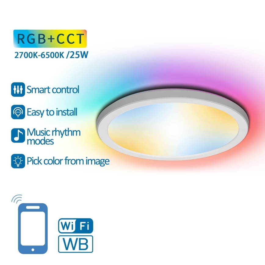 Aigostar - Ściemnialna lampa sufitowa RGBW LED/25W/230V 2700-6500K Wi-Fi