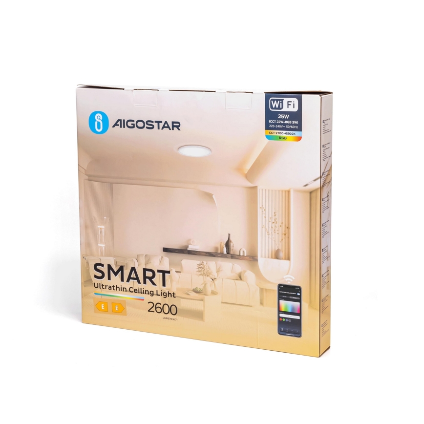Aigostar - Ściemnialna lampa sufitowa RGBW LED/25W/230V 2700-6500K Wi-Fi