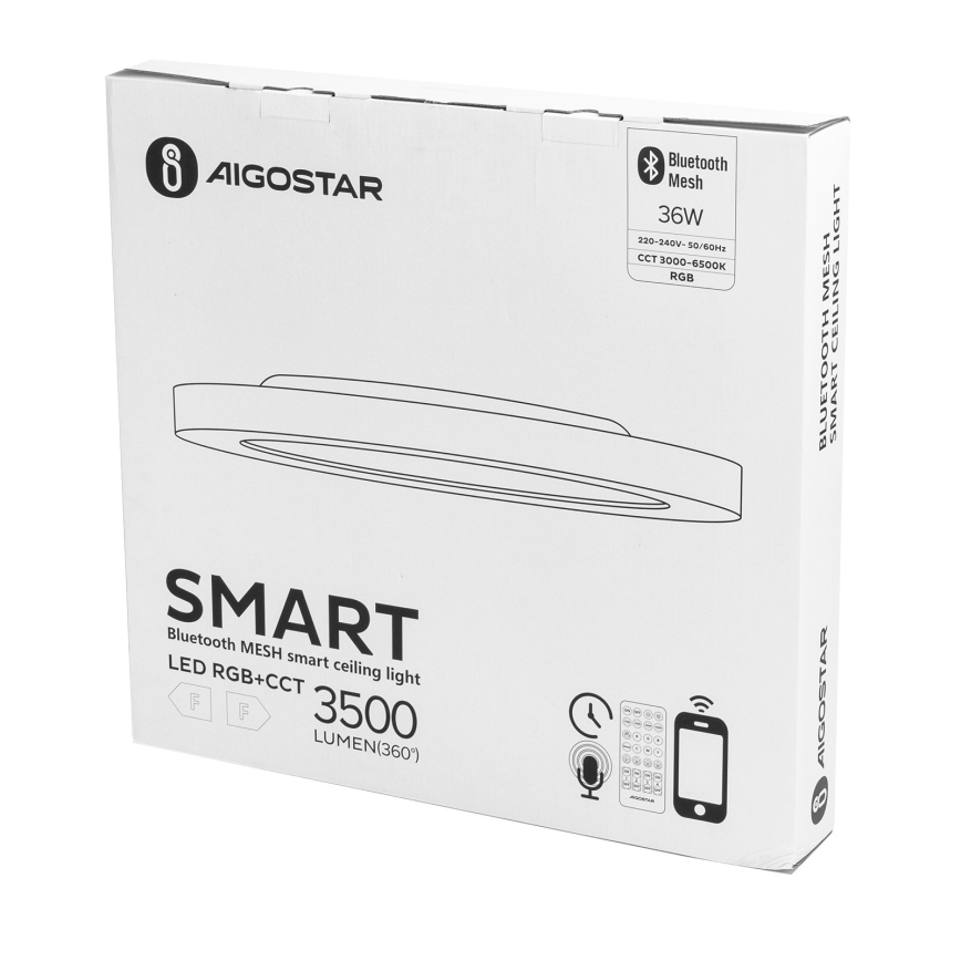 Aigostar - Ściemnialna lampa sufitowa RGBW MESH LED/36W/230V 3000-6500K biały + zdalne sterowanie