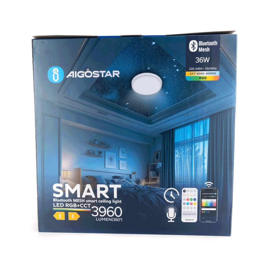 Aigostar - Ściemnialna lampa sufitowa RGBW MESH LED/36W/230V 3000-6500K + zdalne sterowanie