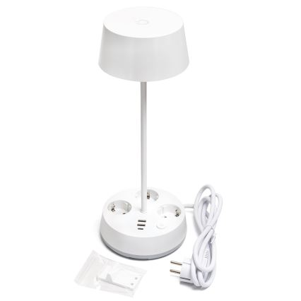 Aigostar - ściemniana lampa biurkowa LED z gniazdami i portem USB LED/4,6W/230V 3000/4000/6500K biała