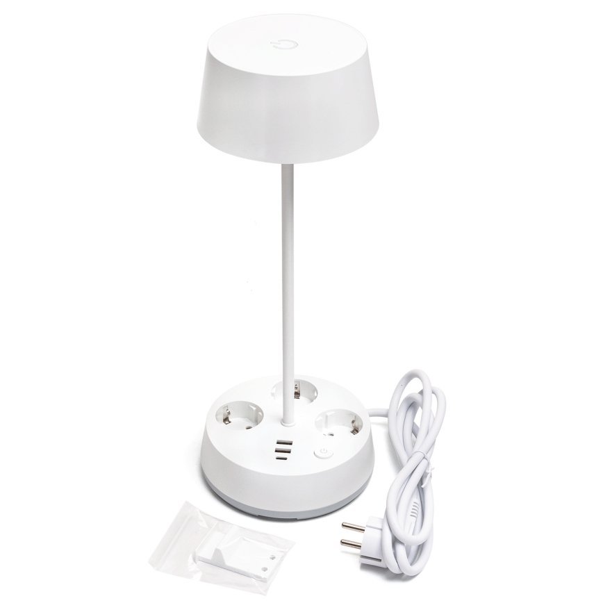 Aigostar - ściemniana lampa biurkowa LED z gniazdami i portem USB LED/4,6W/230V 3000/4000/6500K biała