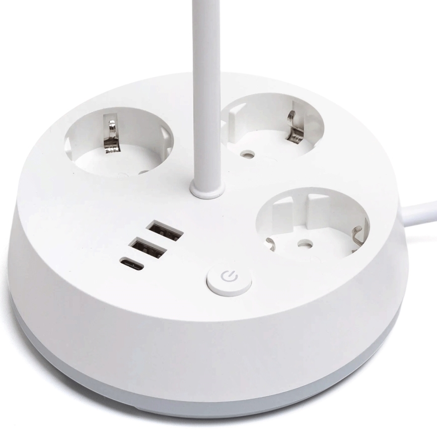 Aigostar - ściemniana lampa biurkowa LED z gniazdami i portem USB LED/4,6W/230V 3000/4000/6500K biała