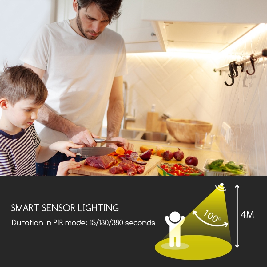 Aigostar - Ściemnialna taśma LED z czujnikiem 1m LED/2W/4xAAA 3000K IP65