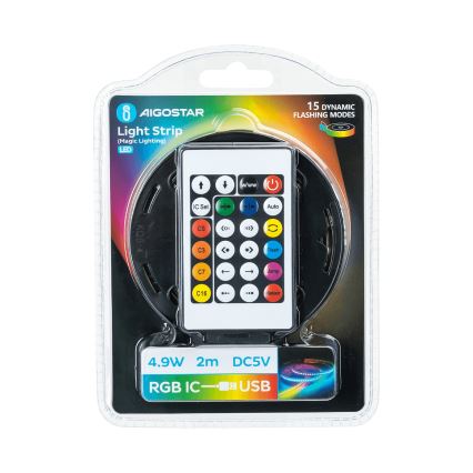 Aigostar - Ściemnialna taśma LED RGBIC 2 m LED/4,9W/5V + pilot zdalnego sterowania