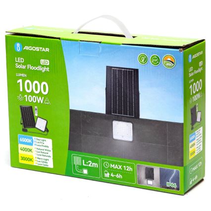Aigostar - ściemnialny naświetlacz solarny LED/100W/3,4V 3000/4000/6500K IP66 8000 mAh + pilot zdalnego sterowania