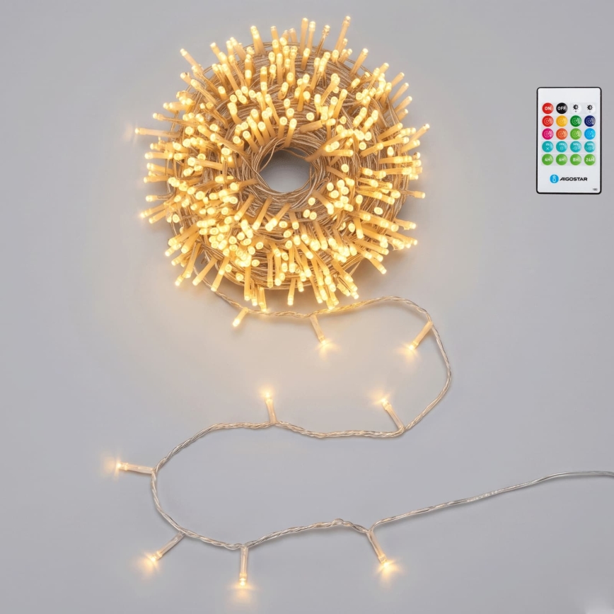 Aigostar - LED ściemnialny zewnętrzny łańcuch świąteczny z czujnikiem ruchu 100xLED/3xAA 12m ciepła biała + pilot