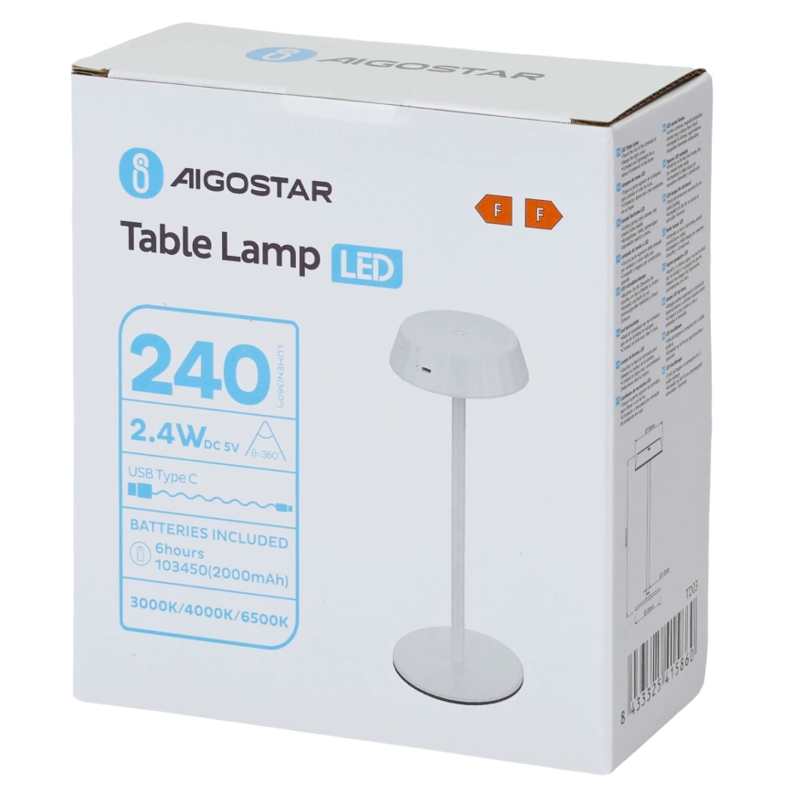 Aigostar - Ściemniana lampa stołowa LED AMBIENT LED/2,4W/5V 3000-6500K biała