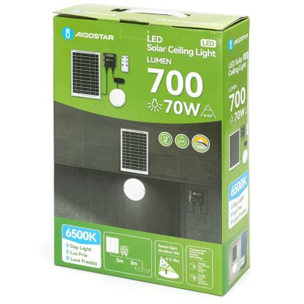 Aigostar - Solarny plafon sufitowy LED z czujnikiem LED/70W/3,7V 6000 mAh IP65 + zdalne sterowanie