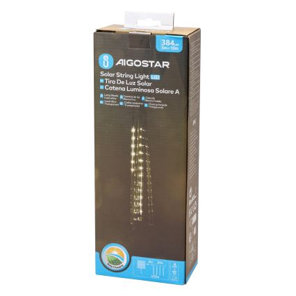 Aigostar - Solarny łańcuch LED 384xLED/13m IP65 1200 mAh zimna biała