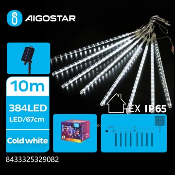 Aigostar - Solarny łańcuch LED 384xLED/13m IP65 1200 mAh zimna biała