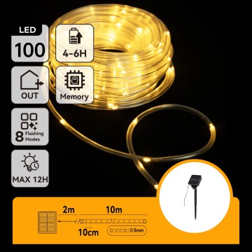 Aigostar - Solarny łańcuch świąteczny LED 100xLED/8 funkcji 12m IP65 ciepłe białe światło