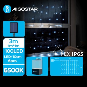 Aigostar - Solarny łańcuch świetlny 100 diod LED/8 funkcji 4x1m 800 mAh IP65 zimne białe światło