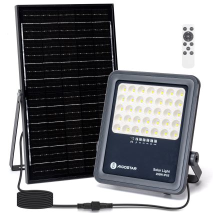Aigostar - LED ściemnialny solarny reflektor LED/200W/3,4V IP65 15000 mAh + zdalne sterowanie