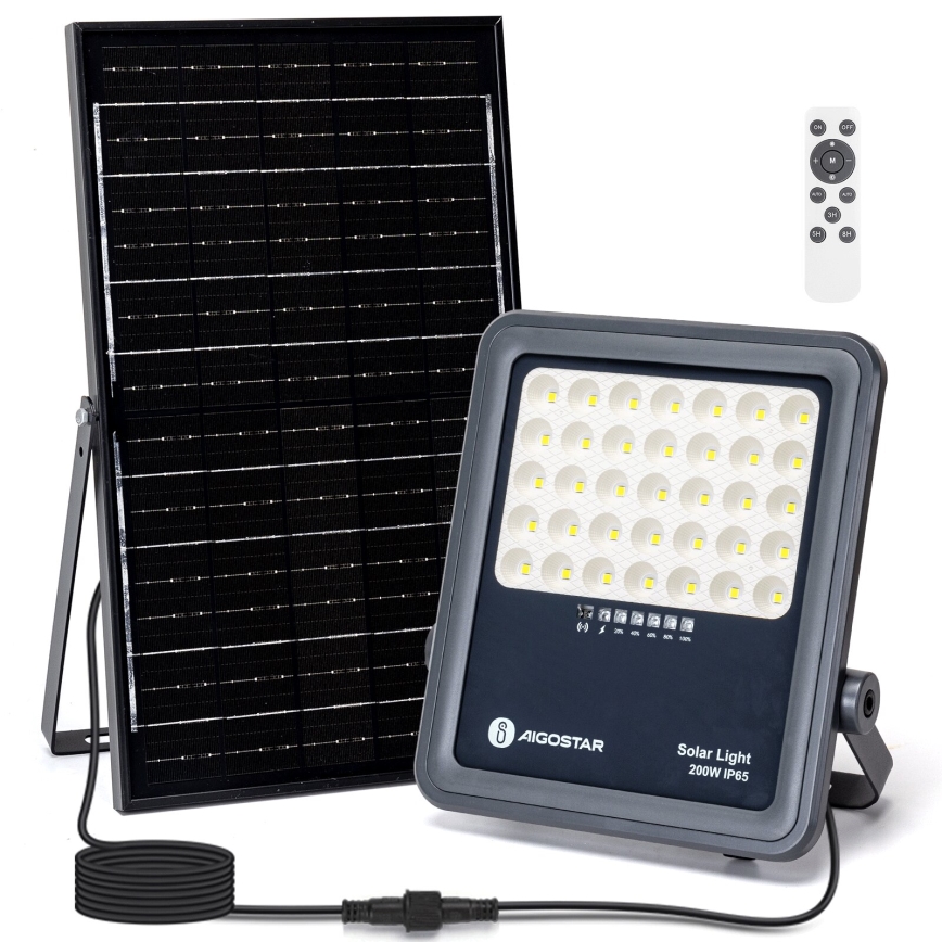 Aigostar - LED ściemnialny solarny reflektor LED/200W/3,4V IP65 15000 mAh + zdalne sterowanie